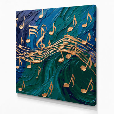 Music Melody and Rhythm Patterns Blue Canvas Wall Art