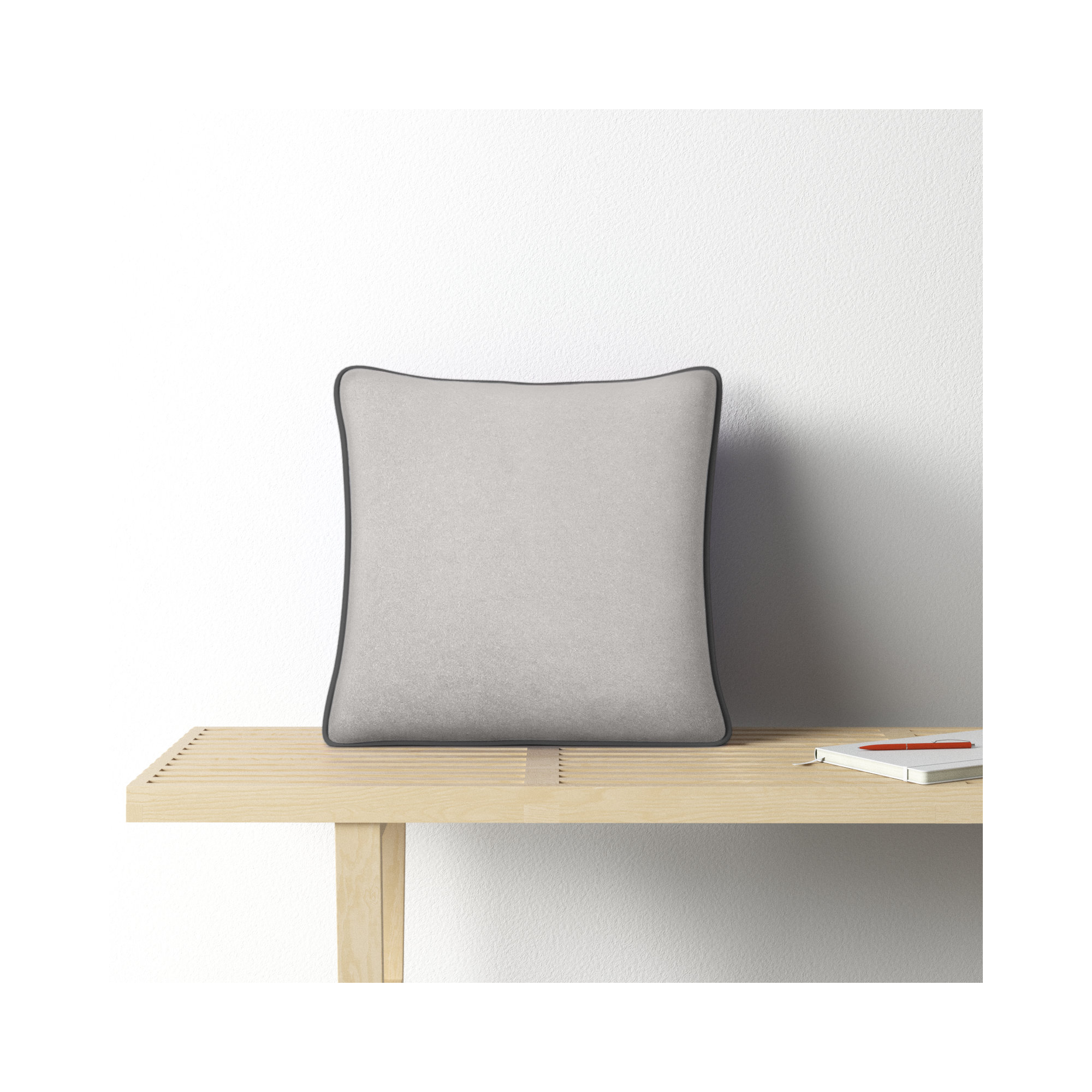 Lombard Wool Throw Pillow, Light Gray/Charcoal, Pillow Cover Only - No Insert, 20" x 20"