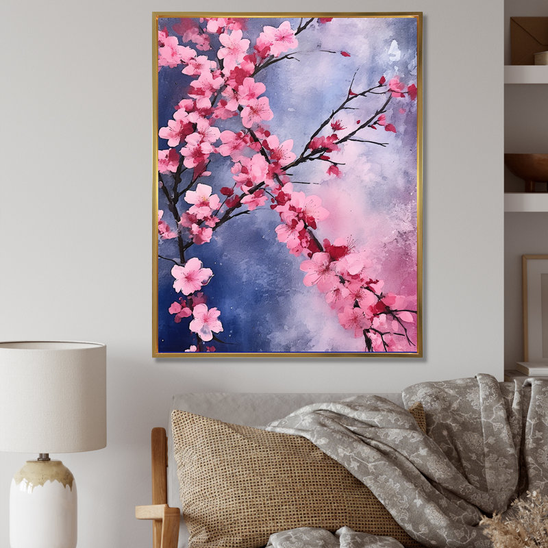 «Pink and Blue Cherry Blossoms Symphony II», reproduction sur toile Cherry Blossom, H 32 po x l 24 po x P 1 po
