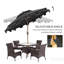 Parasol de patio gris foncé de 9 pi avec 8 nervures, inclinaison à bouton-poussoir et manivelle, double sommet à volants pour parasol de terrasse de jardin, bloquant le soleil