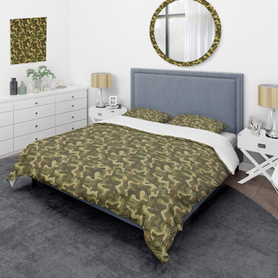 Trendy Green Camouflage - Abstract Duvet Cover Set - Microfiber Polyester