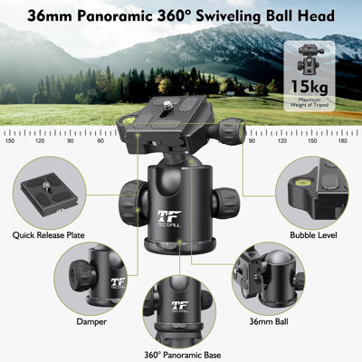 DIY Camera Tripod Monopod, Travel Tripod With 2 Centre Column And Mini Tripod Stand, 3/8" Threaded & Spikes, Lightweight Metal Tripod Stand For Desktop Use And Outdoor Photography
