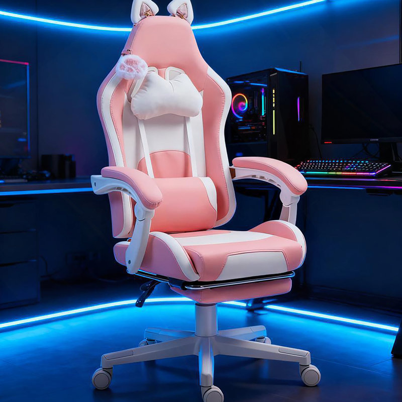 Fauteuil de jeu avec repose-pieds, fauteuil de jeu, appui-tête et soutien lombaire, pour la maison et le bureau