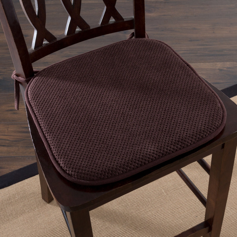 Coussins de chaise en mousse à mémoire de forme - coussin lavable à la machine avec attaches et envers antidérapant, Chocolat