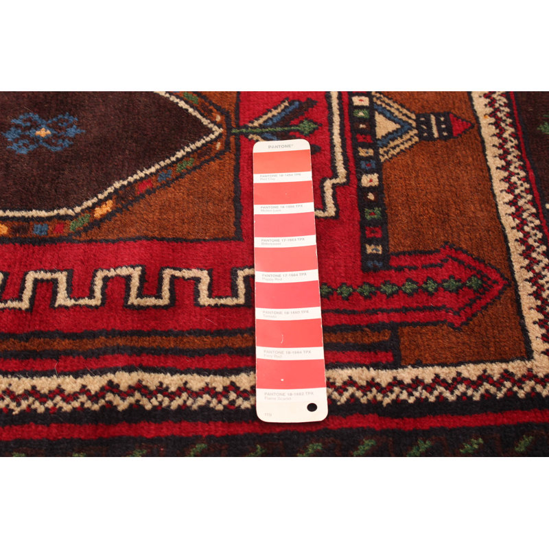 Tapis unique en laine noué à la main style années 1990 de 3 pi 3 po x 6 pi 4 po Helix