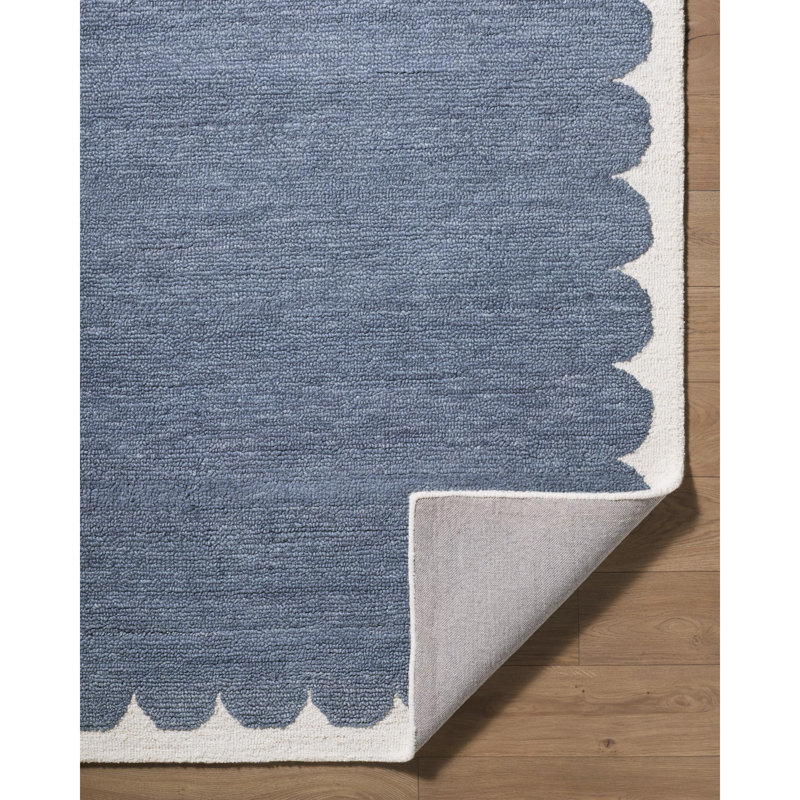 Tapis fait à la main Long Island, Bleu / Ivoire, Rectangulaire 8 pi x 10 pi