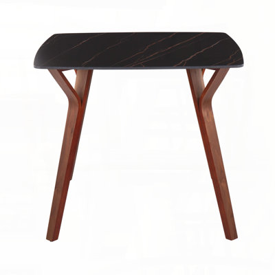 Dinette Table with Walnut Wood and Black Textured Marble