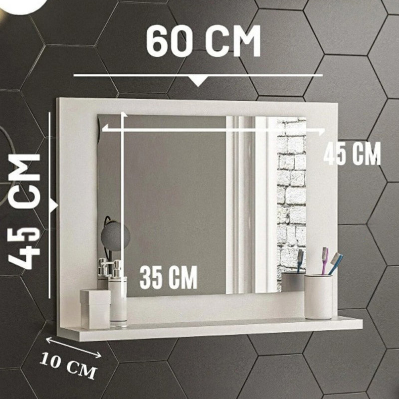 Ezpeleta 60mm W 45mm H Wall Mounter Requried Framed Medicine Cabinet Mirror 1 Fixed, White