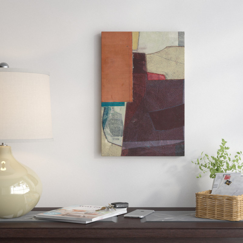 " Mid-Century Collage I " by Rob Delamater, 26" H x 18" W x 1.5" D, Black Framed Canvas, White