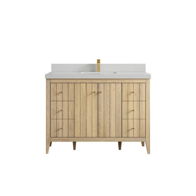 Chêne d'Atlanta 48 po X P 22 po D Meuble-lavabo simple avec 2 po Quartz