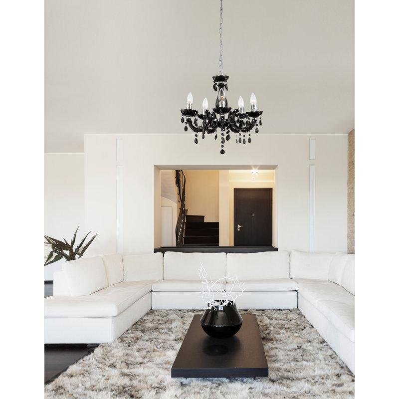 5 - Light Candle Style Chandelier, Black