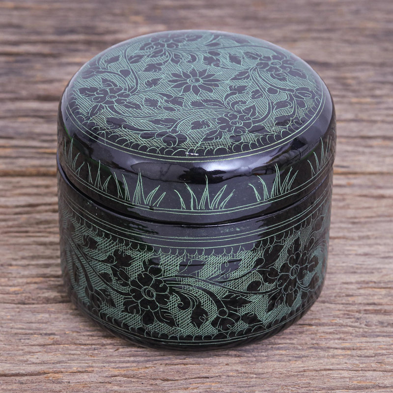 Handmade Lacquer Decorative Box, 3.30" H x 3.90" W x 5.51" D