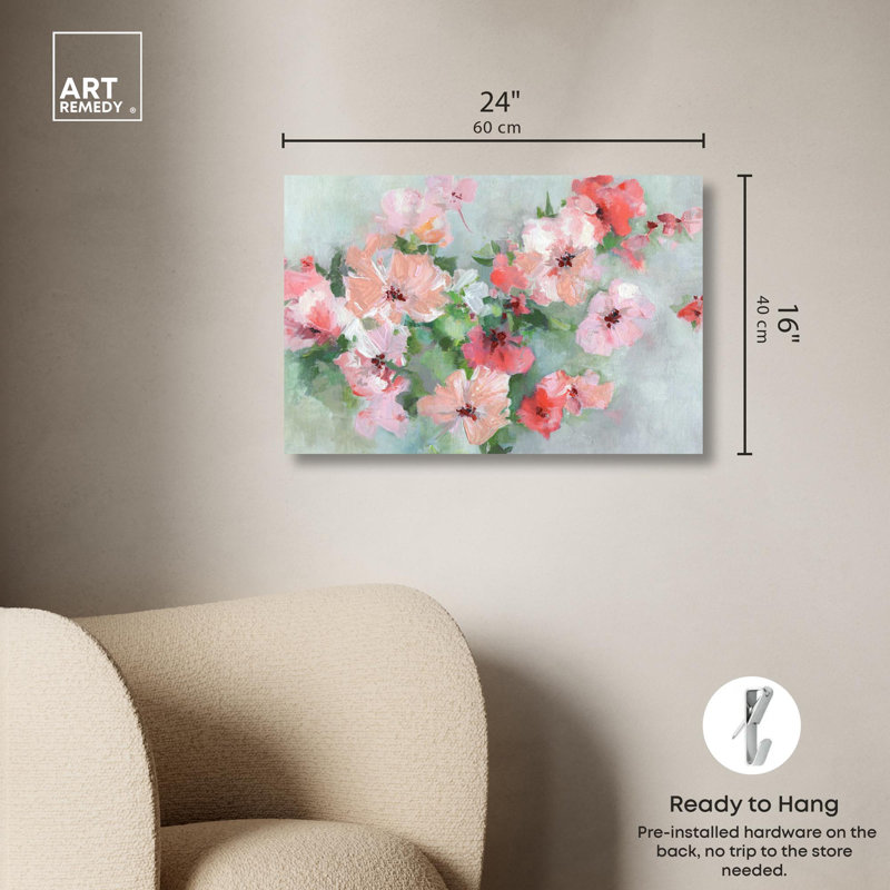 Floral Breeze Wrapped Canvas Art in Soft Pastel Colors