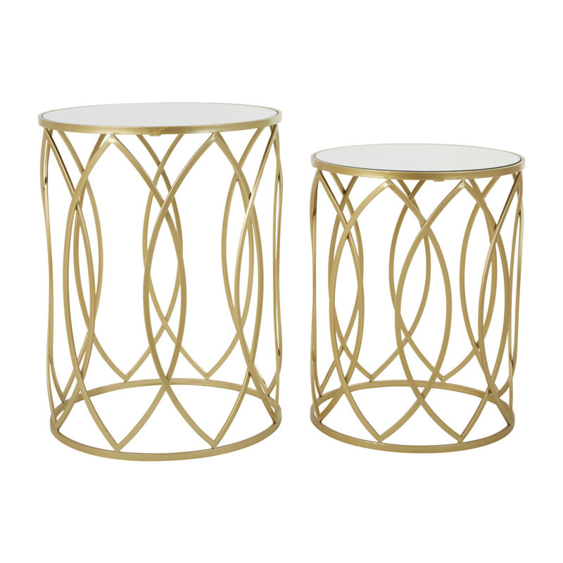 Ellensburg Glass Top Drum Nesting Tables