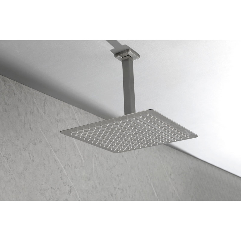Pomme de douche en acier inoxydable - Nickel brossé, économie d'eau élevée, style pluie avec buse autonettoyante pour la salle de bain