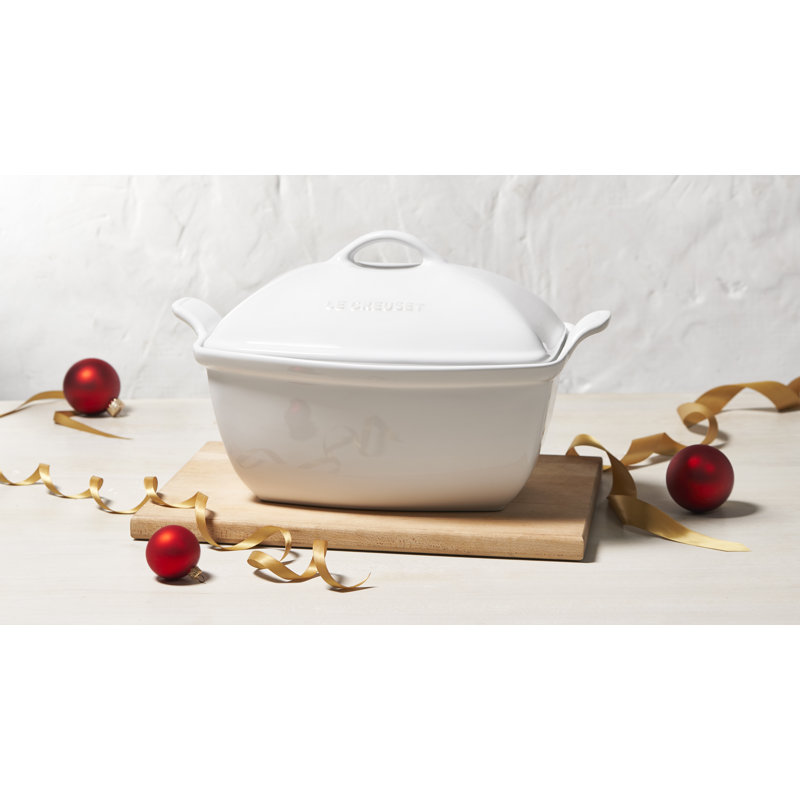 Le Creuset Heritage Stoneware 4.5 Qt Deep Baker with Lid, Oyster