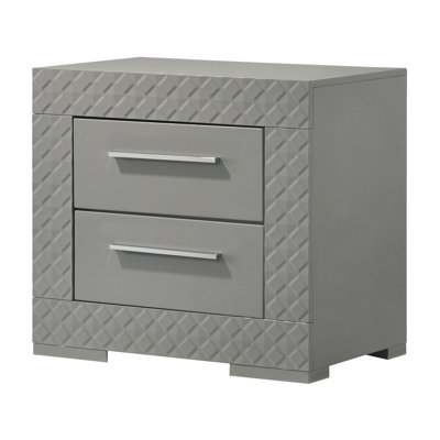2-Drawer Nightstand Bedside Table High Gloss