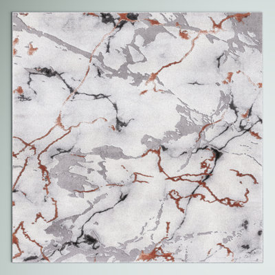 Carista Abstract Gray/Orange Area Rug