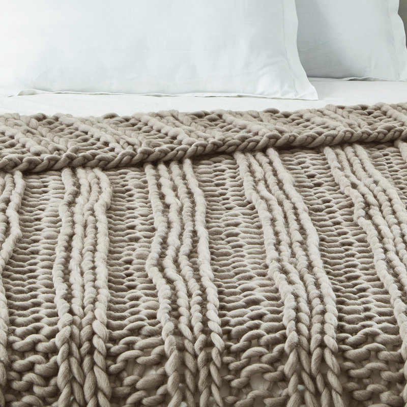 Jeté en tricot Cozy Tyme Keon, l 50 po x L 70 po, Taupe