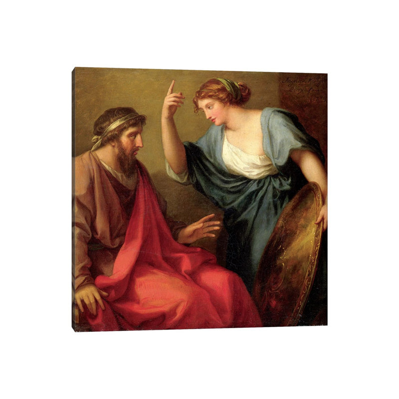 Egeria Handing Numa Pompilius His Shield, 1794 by Angelica Kauffmann - Wrapped Canvas Painting