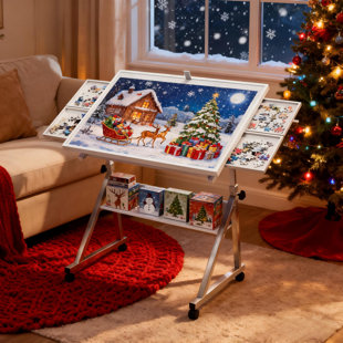 Metal Puzzle Table Board With 4 Trays,white