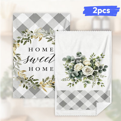  Linges de cuisine en microfibre, linges à vaisselle réutilisables absorbants, décoratifs résistants à la décoloration, 16 po x 24 po, imprimé gnome marguerite noire