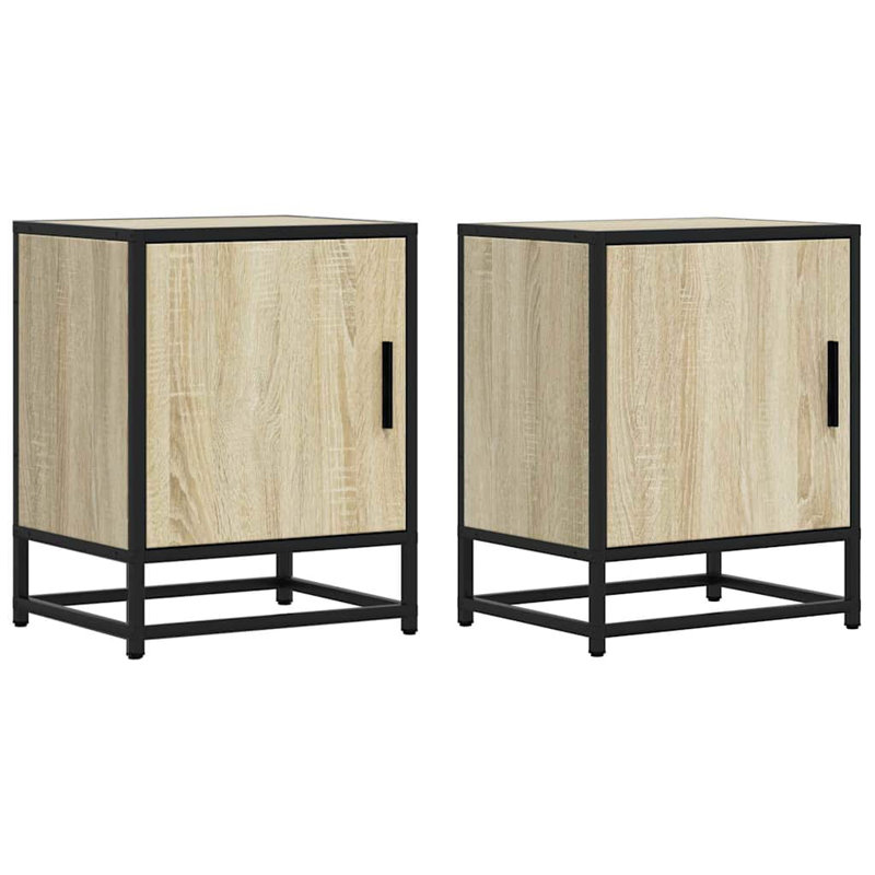 40cm W Metal Bedside Table, Sonoma Oak