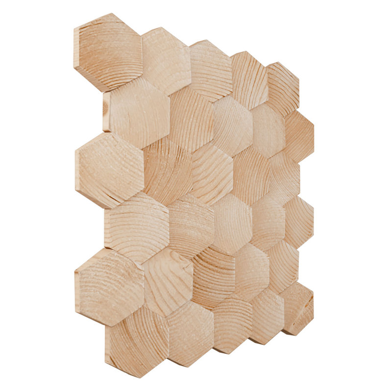 Small Honeycomb Pine Wood Mosaic Wall Tile