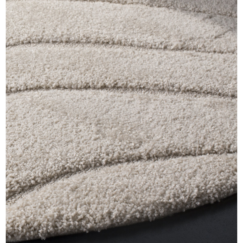Tapis crème à motif abstrait Ashal, Rond 3 pi, Cream