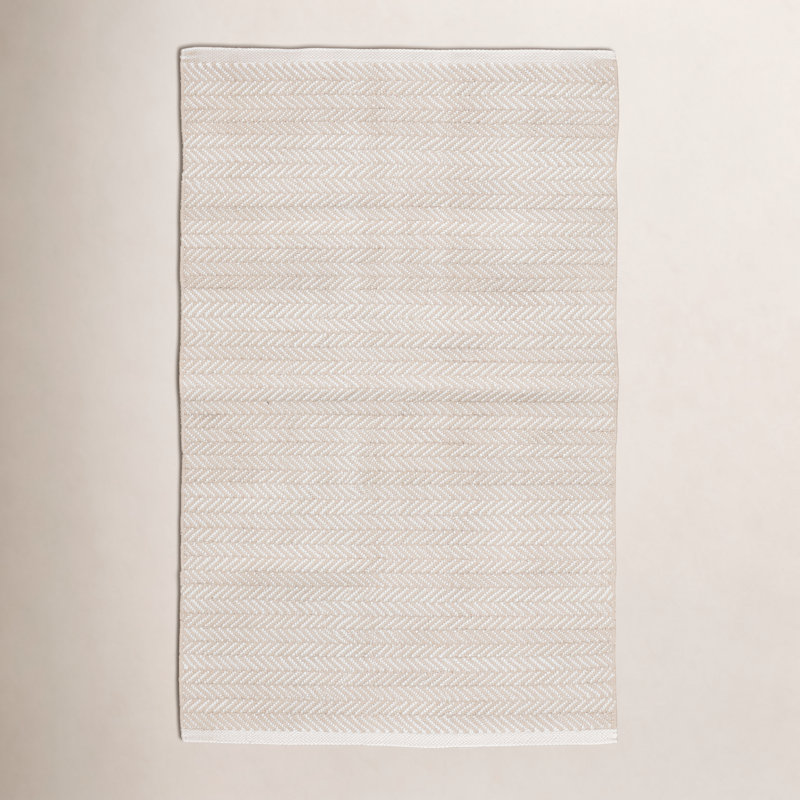 Herringbone Linen/White Handwoven Indoor/Outdoor Rug, Rectangle 6' x 9'