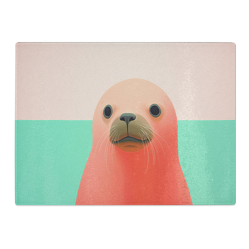 Sea Lion Minimalism  Glass Chopping Board