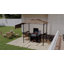 Pavillon de jardin grillagé 8 pi x 5 pi, pavillon de jardin extérieur à deux niveaux avec auvent latéral, 2 tablettes latérales et 6 crochets pour patio, terrasse, cour, gris foncé-125110268