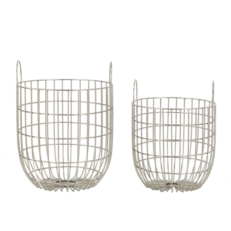 Ensemble 2 pièces de paniers, H 14,2 po x l 11,05 po x P 11,1 po, Argent