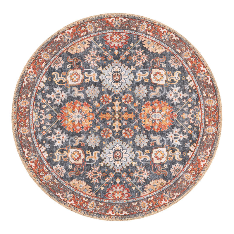Mackenson Performance Chenille Floral Indoor Rug, Round 3'6" x 3'6"