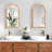 31''x19'' Wood Framed Vintage White Finish Arch Wall Mirror With Beaded Detailing For Living Room