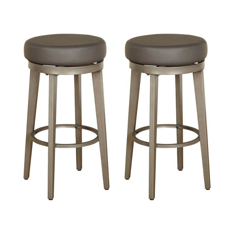 Tabouret de bar pivotant 30,5 po Gadberry, Gris, Étain brossé, 30.5"