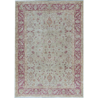 Hand-Knotted High-Quality Red and Green Area Rug