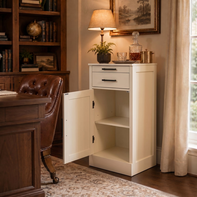Armoire à vin avec tiroir et armoire de rangement, White