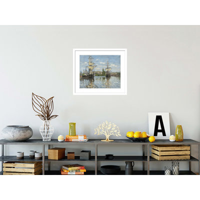 Ships Riding on the Seine at Rouen by Claude Monet -Framed Giclee Print
