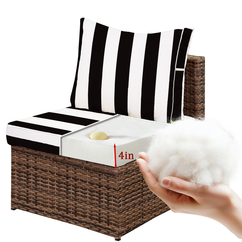 14pcs Outdoor Sectional Cushions Set, Only Cushions, 4" Thick Seat Back Cushion,  Patio Furniture Sofa Replacement Cushions For 6 Seat