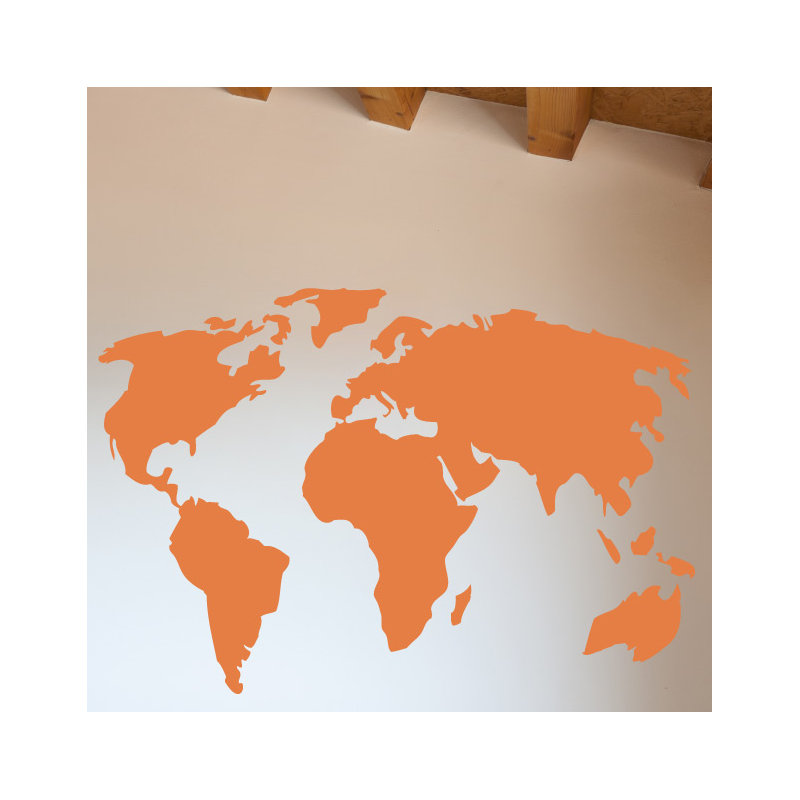 Décalcomanie murale carte du monde, Kaki, H 38 x l 56 po x P 0,01 po