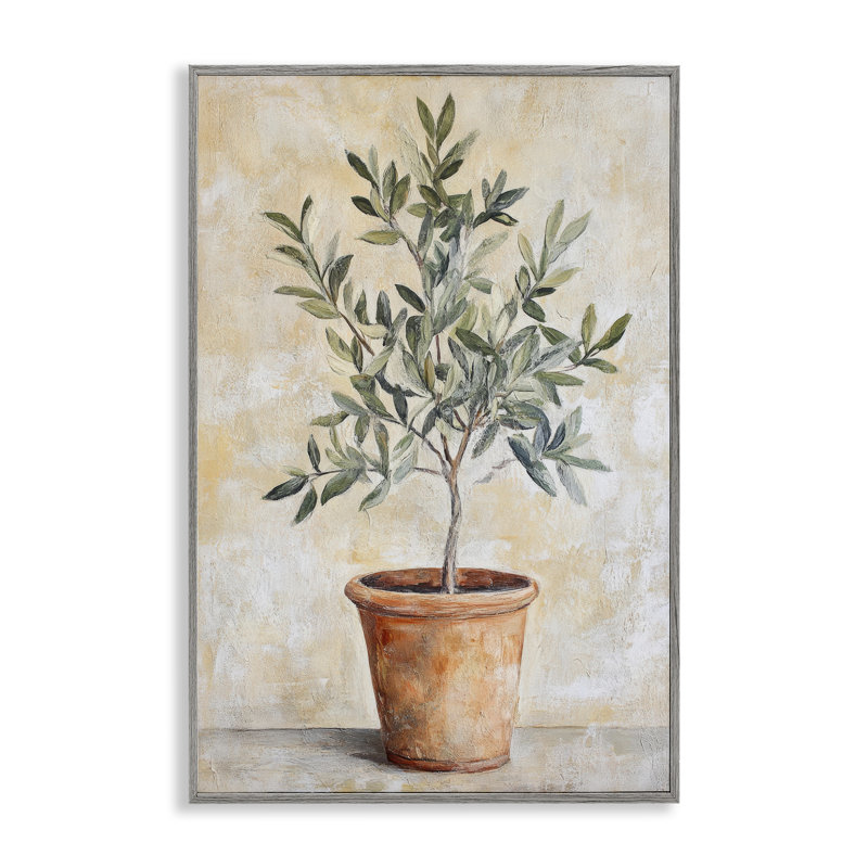 Plante d'intérieur en terre cuite, estampe numérique, design par Petal Prints Design, 18 x 12, Farmhouse Gray Giclee Framed