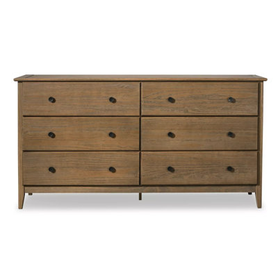 Greenport 6 Drawer 63.75" Solid Wood Double Dresser