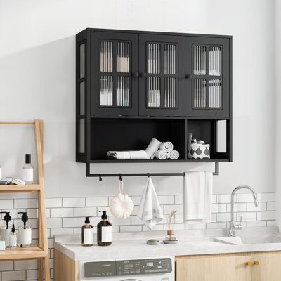 3-Door Wooden Wall Cabinet with Open