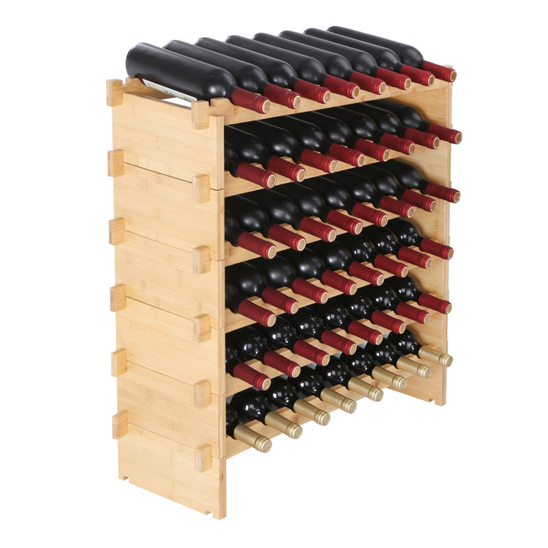 Support à vin 48 bouteilles empilable en bois de 48 bouteilles pour 6 tablettes
