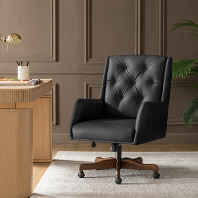 Kairos Transitional Swivel Desk Chair with Adjustable Height and Button-Tufted Backrest