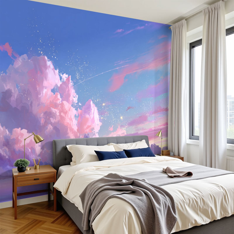 Papier peint autocollant Boho Clouds Sunset, L 144 po x l 100 po