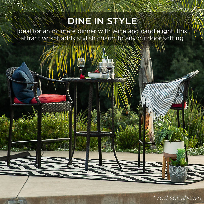 Ambau Metal Bar Set with Stools, Gray, Navy, Gray
