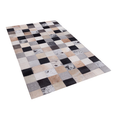 Emiliano Chequered Leather Hand Woven Area Rug