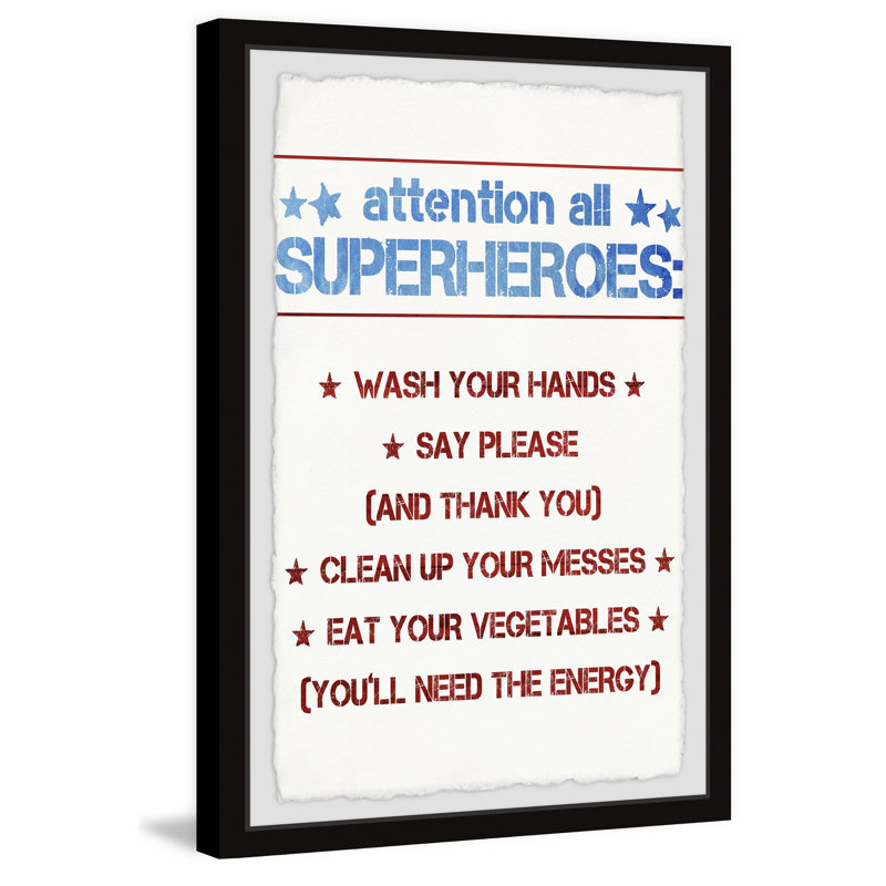 Jadon Jadon Superhero House Rules - Single Picture Frame Print, 61cm H x 41cm W